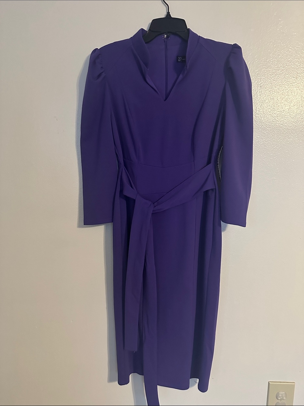 New York & Company Violet Midi Dress with Waist Tie